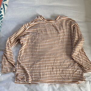 AYR brown and white Striped French fry Long Sleeve Shirt